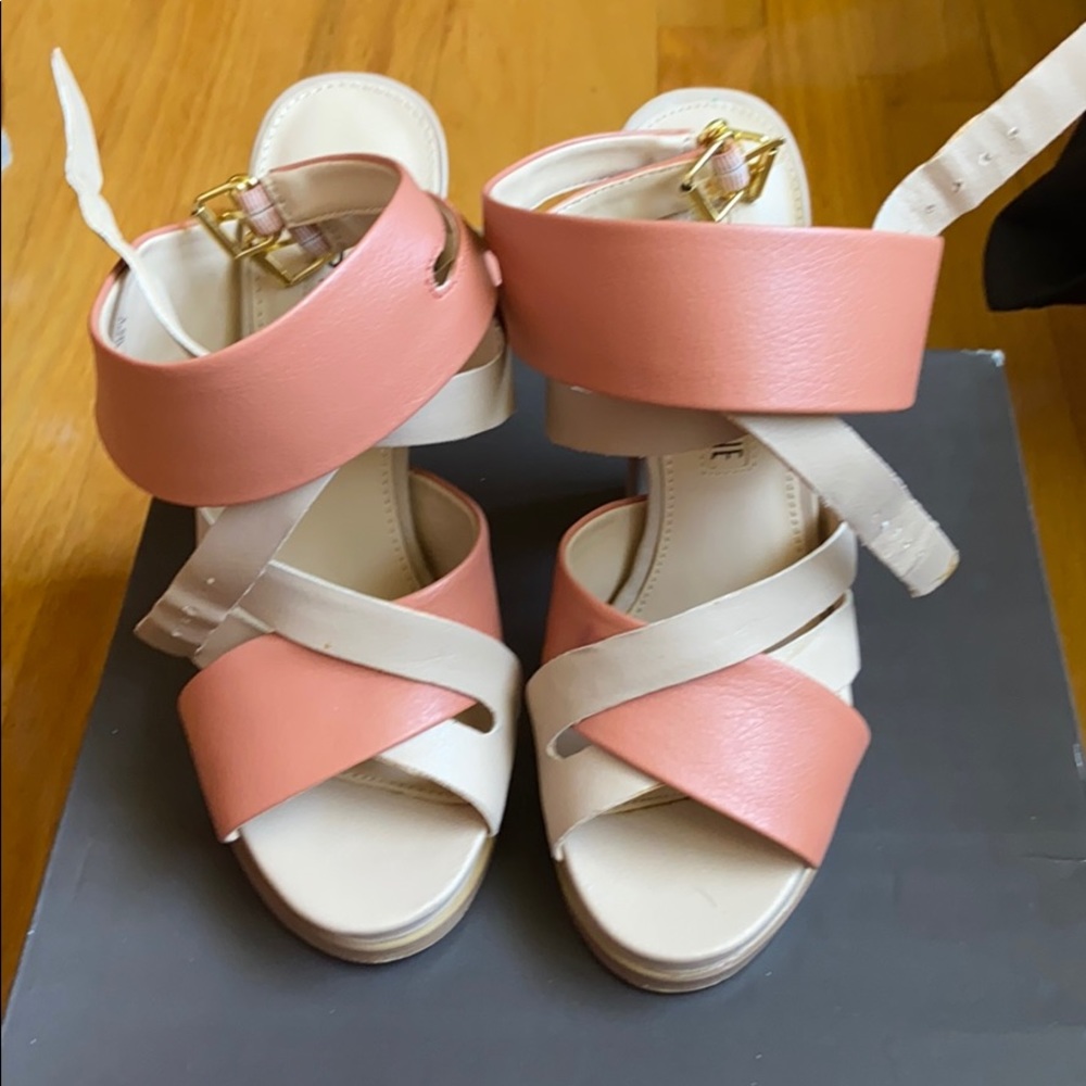 Leila stone nude and peach heels sandals